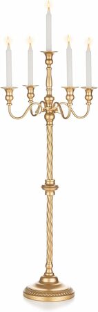 Złoty metalowy świecznik 88cm wys. Sziqiqi 5 ramienny (1)